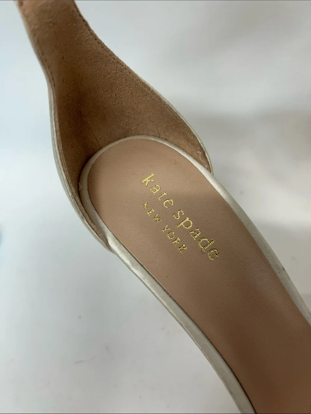 kate spade Ivory Satin Knot Ankle-Strap Heels 7b